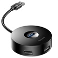 Hub USB 3.0 Baseus Round Box cu 4 porturi cu sursă de alimentare MicroUSB - negru