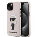 Husă Silicon iPhone 15 - Karl Lagerfeld Ikonik - Roz
