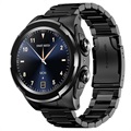 Ceas Smartwatch cu Căști TWS JM06 - Curea Aluminiu - Negru