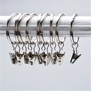 10-piese Heavy-Duty Shower-Curtain inele cu cleme - argint