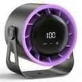 Ventilator de birou și de perete cu 100 de viteze reglabile, cu afișaj digital și lumină ambientală - negru / violet