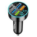 Încărcător auto rapid cu 6 porturi 100W PD/QC3.0 - 2x USB-C, 4x USB-A - Negru