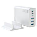 Încărcător de birou GaN 135W / Stație de încărcare de mare viteză cu 6 porturi - 3x USB-C, 3x USB-A