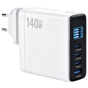 Încărcător de perete GaN de 140W cu ecran TFT - 3x USB-C, 1x USB-A - Alb