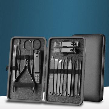 Set de manichiură și pedichiură 16 în 1 din oțel inoxidabil - negru