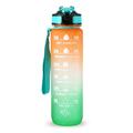 Sticlă de apă sportivă de 1L cu marker de timp de apă de apă Jug de apă pentru băutură pentru birou, școală și camping (fără BPA) - portocaliu / verde
