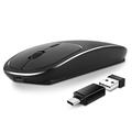 Mouse optic fără fir 2.4G Mouse optic reîncărcabil din aliaj de aluminiu cu adaptor Type-C pentru computer de birou Desktop Office Laptop - negru