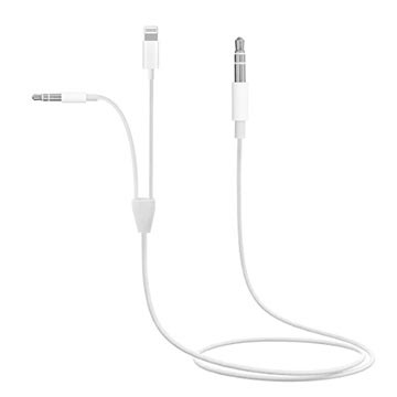 Cablu audio AUX 2 în 1 de 3,5 mm MH030 - iOS, Android - alb