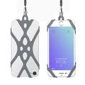 Curea de gât 2 în 1 cu carcasă din silicon pentru smartphone - 6.5" - gri