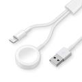Cablu de încărcare USB-A 2-în-1 pentru iPhone și Apple Watch - 1m - Alb
