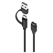 Cablu de încărcare drept, împletit, 2-în-1 USB-C/USB-A pentru ceasuri inteligente Garmin - 1m