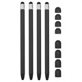 Stylus Pen Capacitiv Universal 2-în-1 - 4 Buc. - Negru