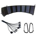 Încărcător solar pliabil cu două porturi USB de 20W și cablu de încărcare 10 în 1 - Negru
