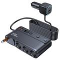 Încărcător auto 228W 9-in-1 cu separator de brichetă cu încărcare rapidă, cu comutatoare independente și afișaj LED - negru