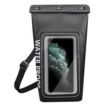 Geantă uscată impermeabilă 2L cu husă pentru smartphone cu ecran tactil - negru