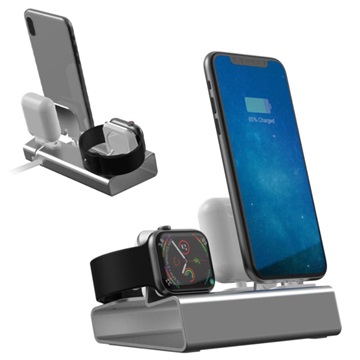 Stand De Încărcare 3-în-1 Aluminum Alloy - iPhone, Ceas Apple Watch, Căști AirPods