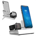 Stand De Încărcare 3-în-1 Aluminum Alloy - iPhone, Ceas Apple Watch, Căști AirPods - Argintiu