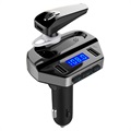 3-in-1 Car Charger / Bluetooth FM Transmitter with Headset V6 - Black
