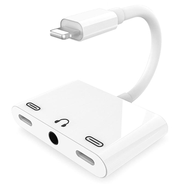 Adaptor Lightning și Audio 3.5mm 3-în-1 - Alb