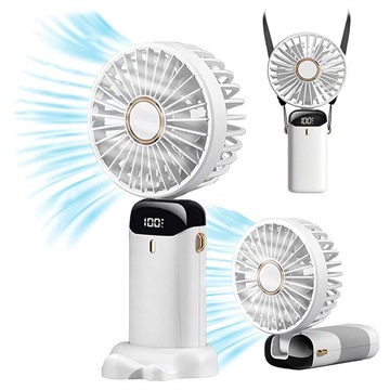 Mini Ventilator 3-În-1 Portabil la Gât - Alb