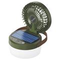 Ventilator solar de camping 3-în-1 cu lampă și baterie externă de 3000mAh - verde militar