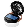 Ventilator solar 3-în-1 pentru camping cu lanternă și baterie externă de 3000mAh - Negru