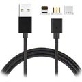 Cablu magnetic 3-în-1 - Lightning, MicroUSB, Type-C - Negru