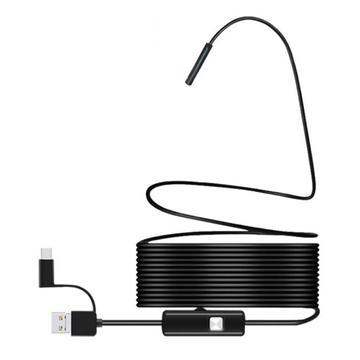 Cameră endoscopică 3 în 1 rezistentă la apă de 7mm pentru mobil - USB, MicroUSB, Type-C - 2m
