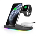 Stand Încărcare Wireless 3-În-1 - Apple iPhone/Apple Watch/Airpods - Negru