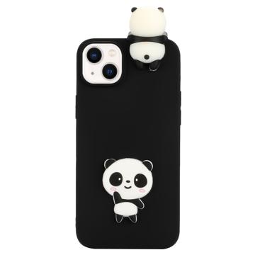 Husă TPU 3D Cartoon iPhone 14 - Panda Negru