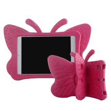 Husă pentru copii 3D antișoc pentru iPad Mini 2, iPad Mini 3 - Fluture - Roz Iute