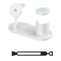 Stație de încărcare wireless magnetică 4-în-1 de 25W, compatibilă cu Qi 2.2, cu lumină de veghe - Alb