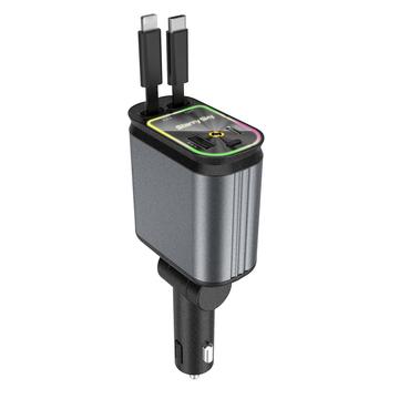 Încărcător auto 4 în 1 și proiector cer înstelat cu cabluri USB-C și Lightning