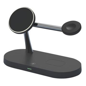 5 în 1 Încărcător magnetic wireless magnetic pentru iPhone, Apple Watch, AirPods stație de încărcare rapidă Dock Station - Negru