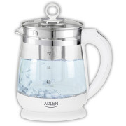 Adler AD 1299 Fierbător de sticlă de 1.5l - cu control al temperaturii și infuzor de ceai (Ambalaj Deschis - Vrac Acceptabil)