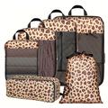 Set organizator de călătorie 6 piese cu imprimeu leopard