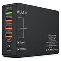 MTP 6-Port Fast Charger with USB-C PD & QC3.0 - 65W - Black