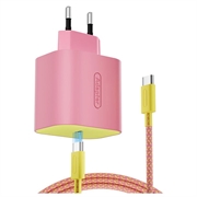 Încărcător rapid USB-C PD de 60W pentru Nintendo Switch 2/Lite/OLED, cu cablu de 2m - roz