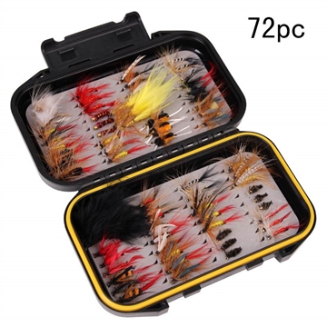 72 Pcs. Set de momeli pentru pescuit cu muscă cu cutie - cârlige făcute manual pentru pescuit