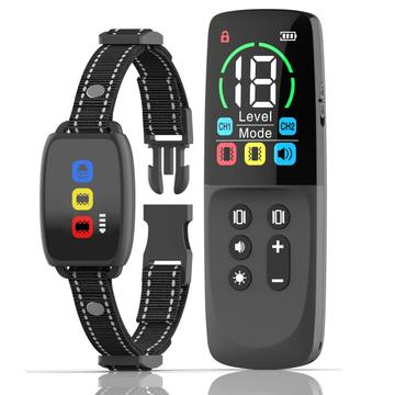 760 Pro Dog Bark Control Collar cu ecran color - Vibrație și sunet Auto Trainer - Negru