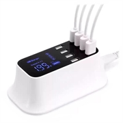 Încărcător De Birou USB 8 Porturi Cu Monitor LED - Alb