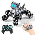 Jucărie robot câine cu 8 roți, ecran LED, telecomandă și control prin gesturi - argintiu