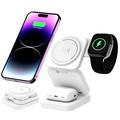 A390 Încărcător wireless magnetic pliabil 3 în 1 - 15W - Alb