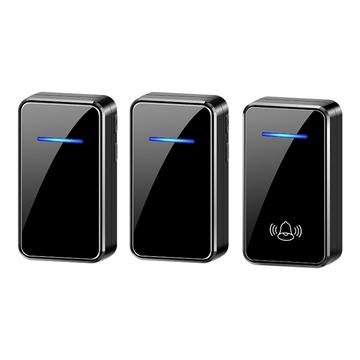 A80 sonerie fără fir alimentată prin USB cu 2 receptoare - negru