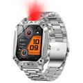 Ceas inteligent AK86 Sports cu monitorizare a ritmului cardiac și a oxigenului din sânge - curea din oțel - argintiu