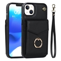 Husă cu Portofel RFID iPhone 14 Plus - Acordeon - Negru