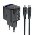 Acefast A113 20W încărcător GaN cu cablu USB-C - negru