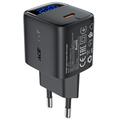 Acefast A113 20W încărcător GaN USB-C cu afișaj LED de putere - negru