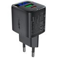 Încărcător rapid cu două porturi Acefast A116 GaN 35W cu afișaj LED de putere - negru