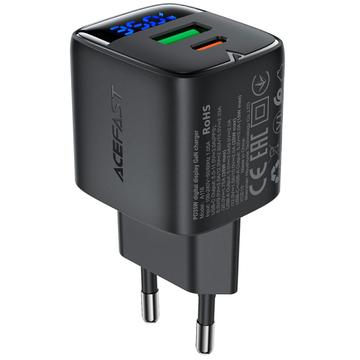 Încărcător rapid cu două porturi Acefast A116 GaN 35W cu afișaj LED de putere - negru